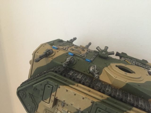 Side ports with first pass of Games Workshop Gemstone Paint