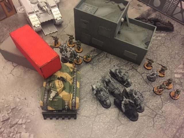 The Melta Veterans and Land Raider before its popped