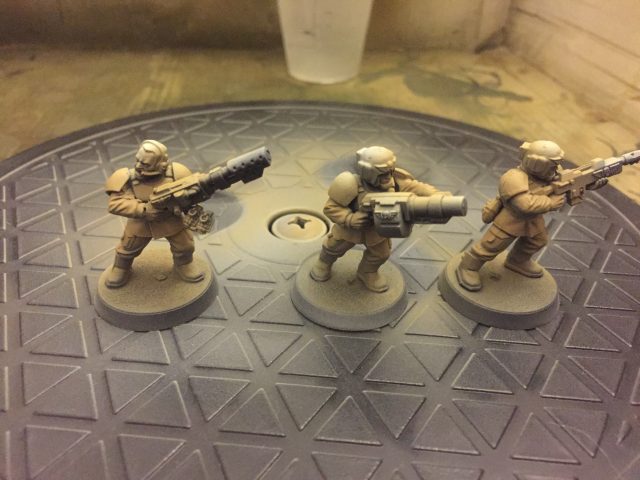 Some Guardsmen getting an airbrushing - December 2016 - Painting Imperial Guard