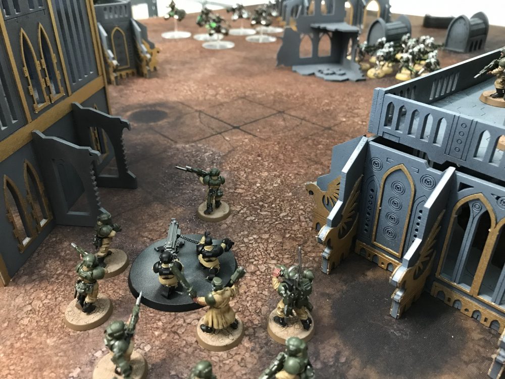The destroyed Chimera's occupants - Astra Militarum vs Necrons