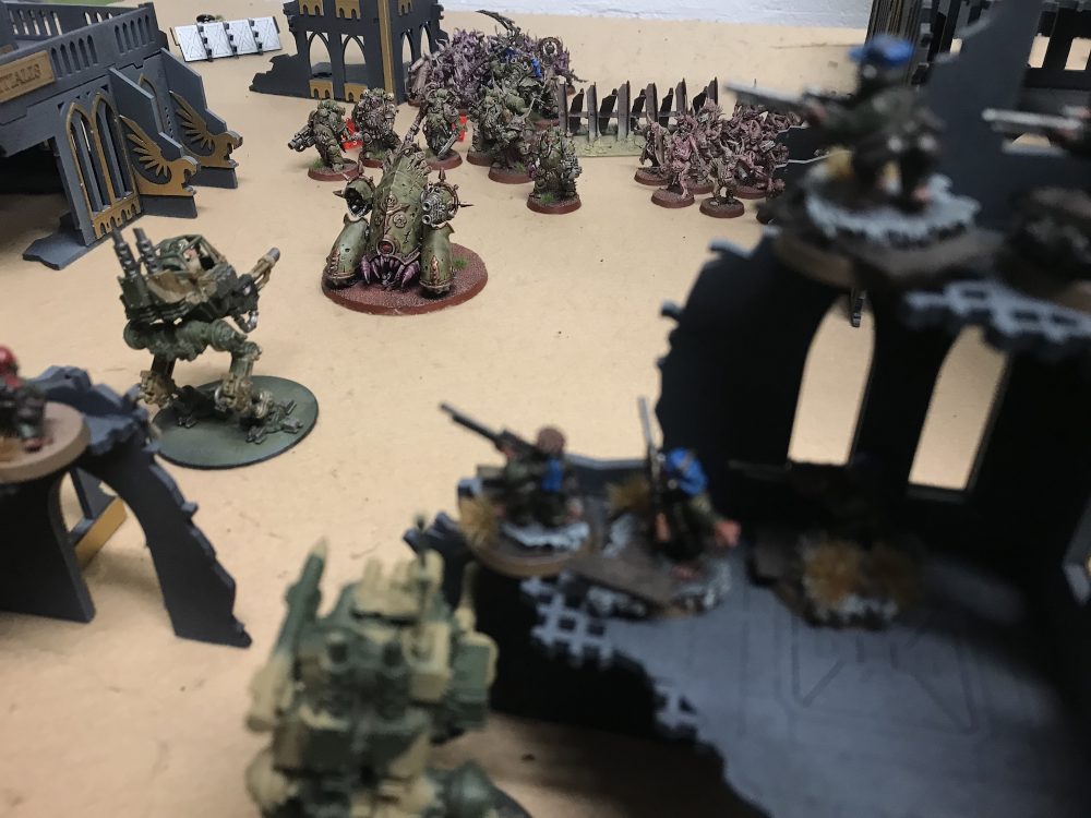 Perspective 2 of the rotting advance - Death Guard vs Astra Militarum