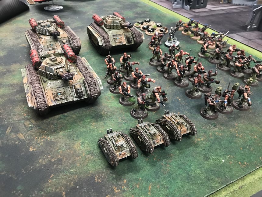 40K 1v1v1 - Eldar vs Astra Militarum vs Chaos