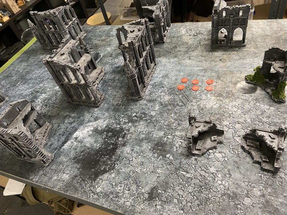 The table before objective placement - Cadians vs Death Guard