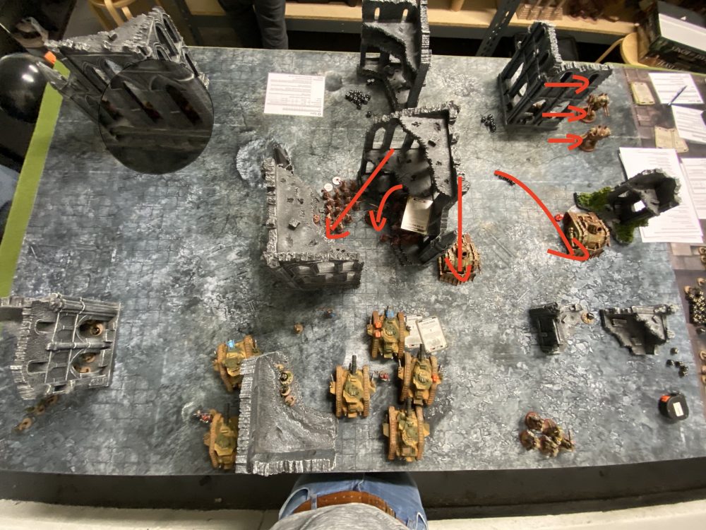 Death Guard movement, note the hidden Plague Marines in the top left