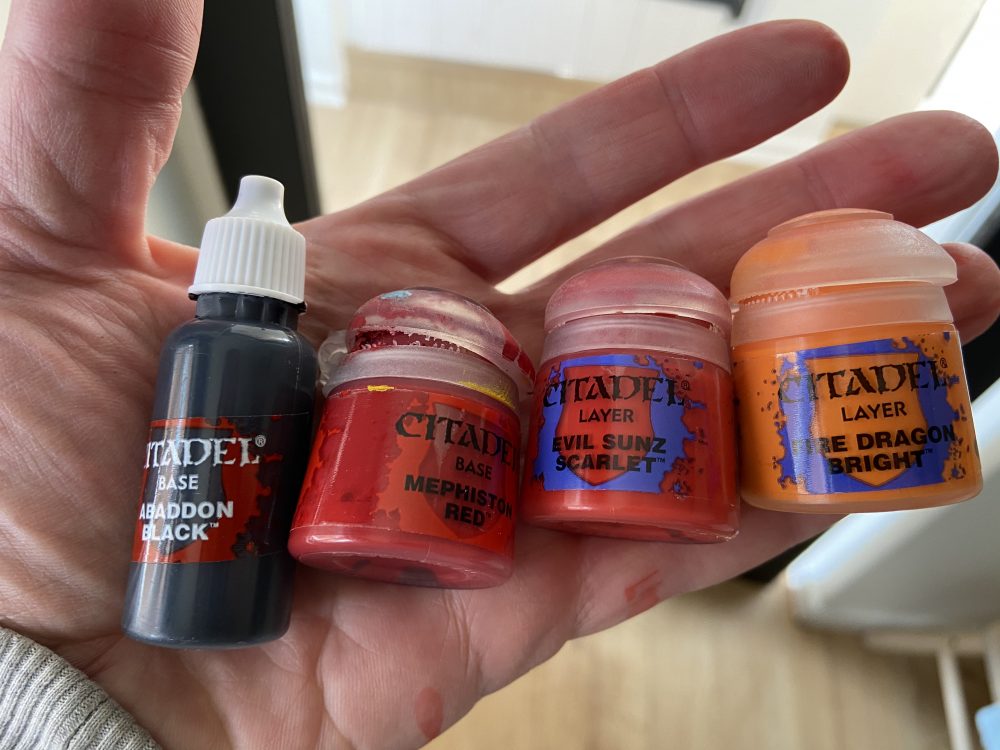 Paints used for my Blood Angels Armour